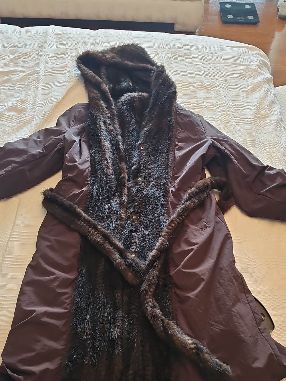 Brown REAL FUR Reversable Hooded Coat